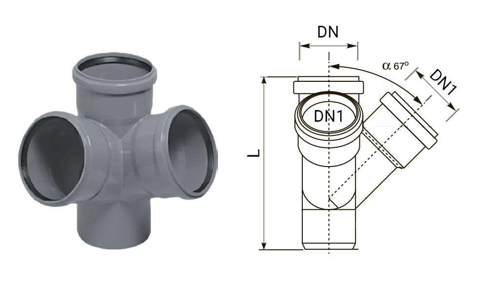 Хрестовина кутова 110/110/110мм, 67°, ПП, OSTENDORF